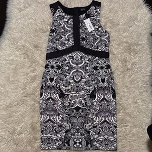 Black & White Patterned Sleeveless Dress